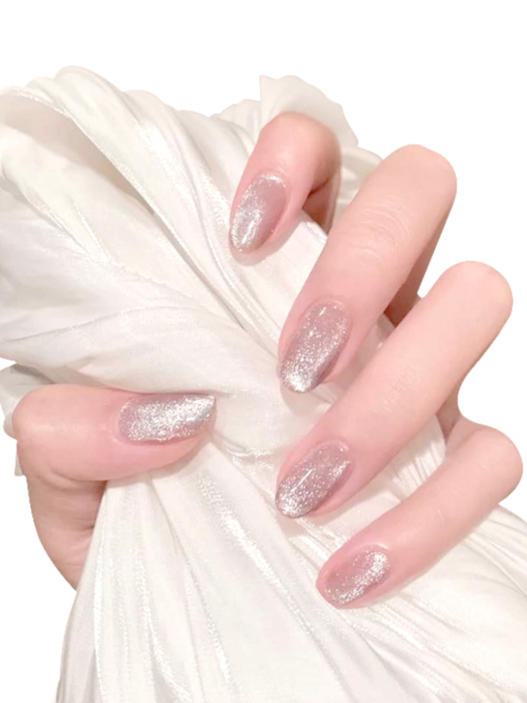 Secret Lives 24 Pieces Glossy Round Cat's Eye Fake Nails