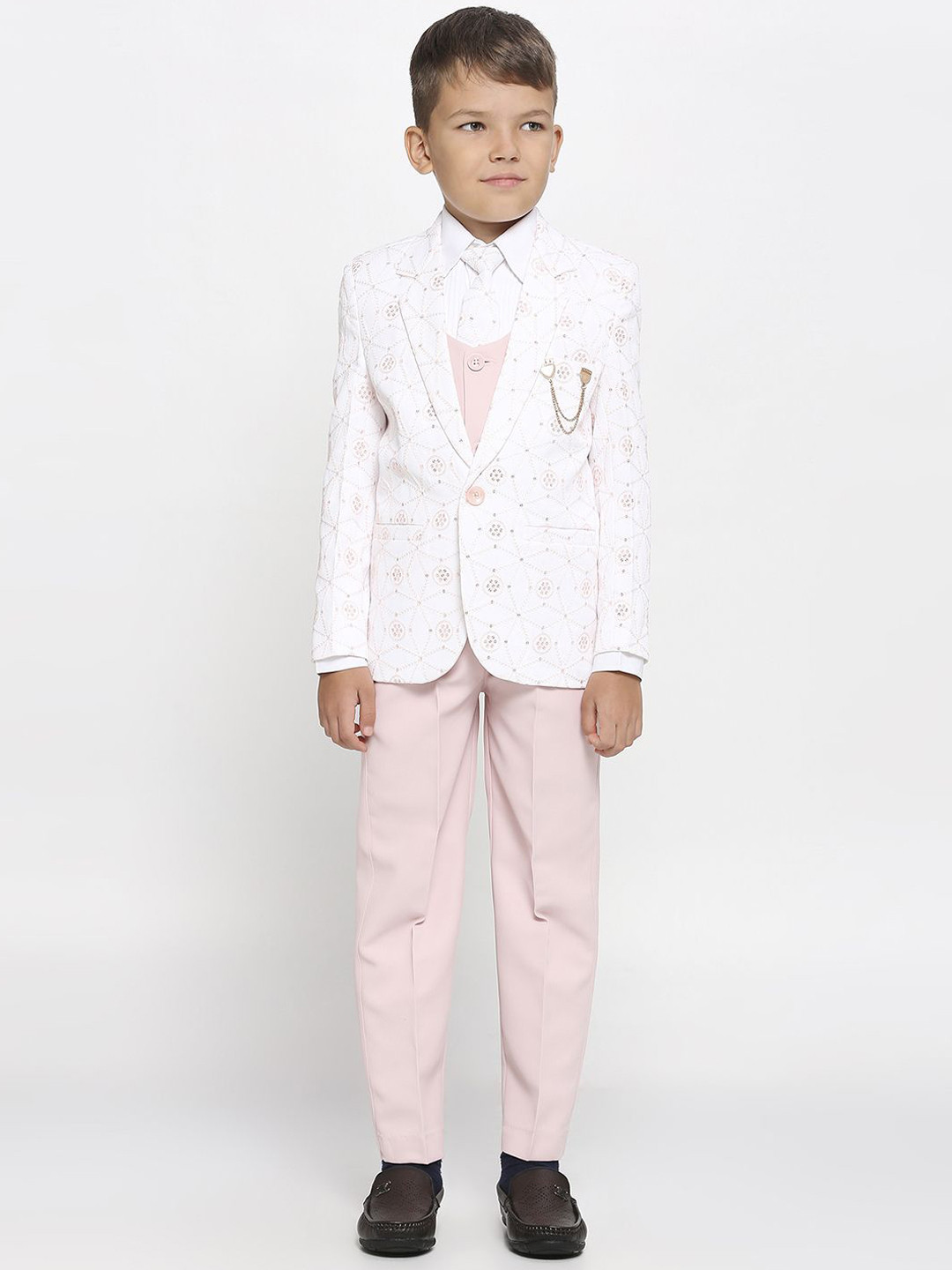 YK Boys 5 Piece Embroidered Cotton Satin Suits
