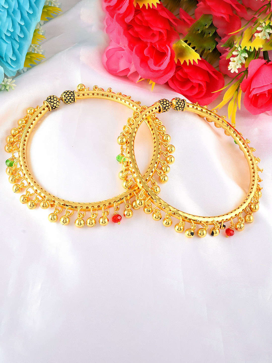 MEMOIR Gold-Plated Beaded Foot Kada Anklet