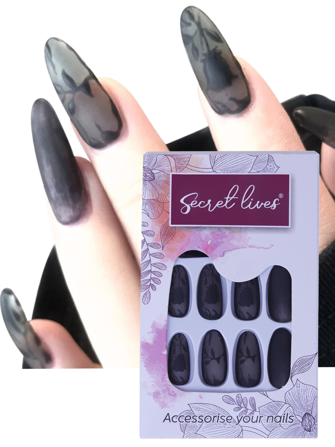 Secret Lives 24 Pieces Almond Matte Rose Fake Nails