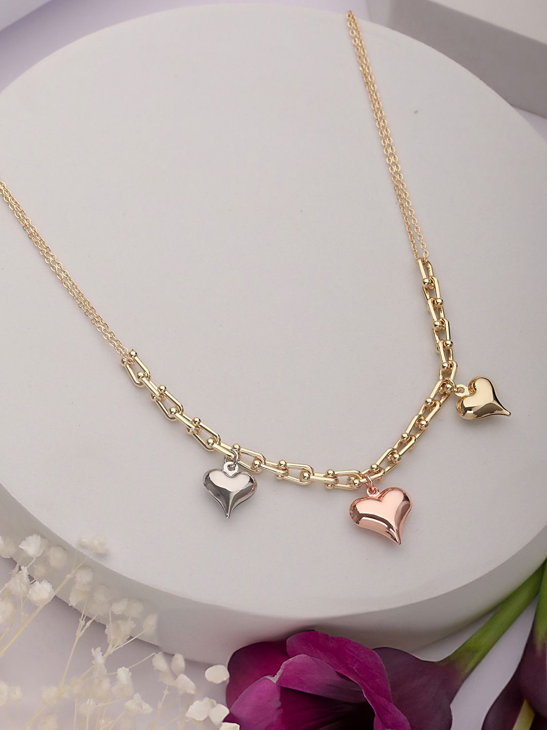 SARAF TRENDZ Gold Plated Stainless Steel Anti-Tarnish Link Combo Necklace