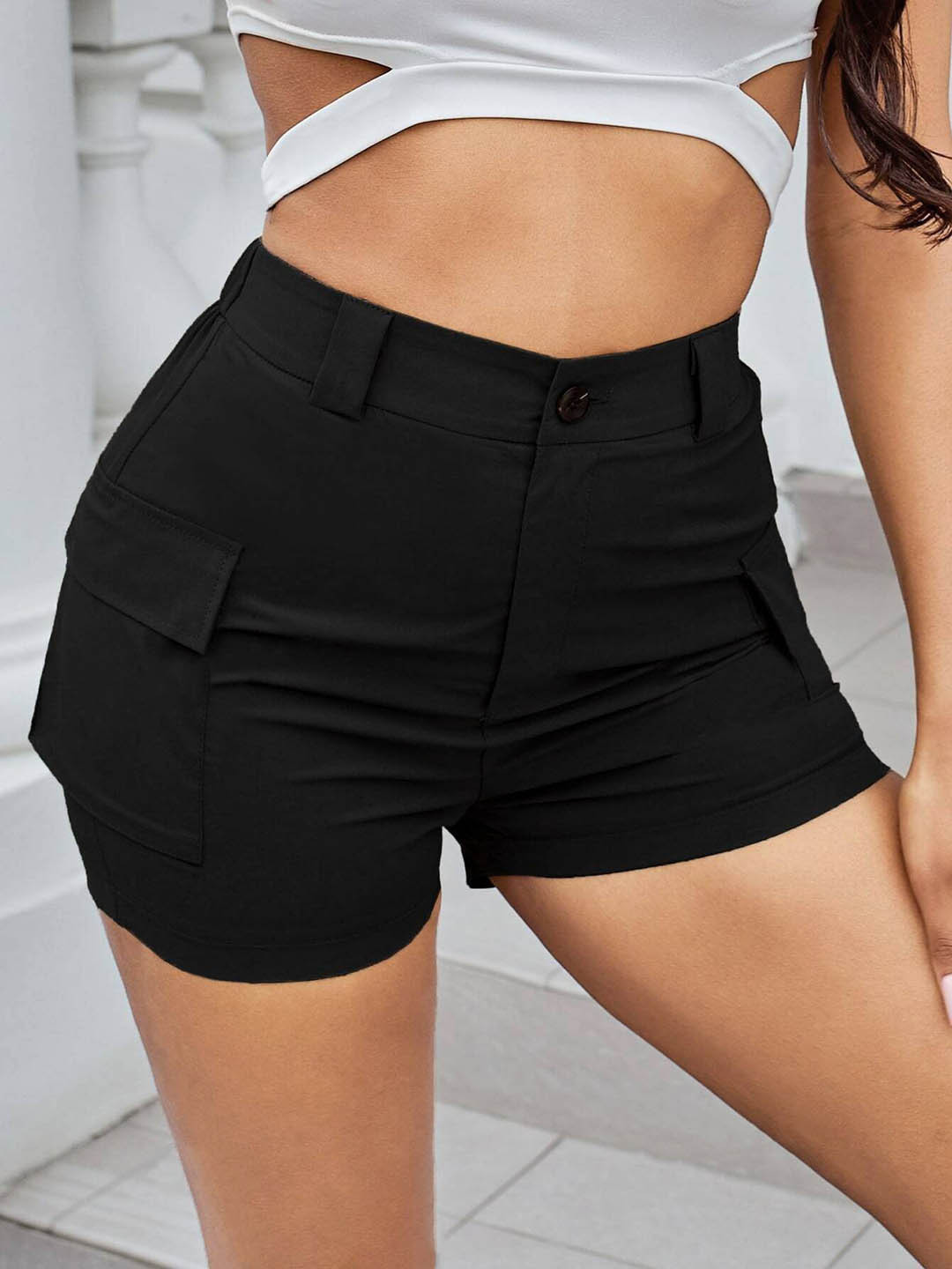 Stylecast X Slyck Solid Pattern High-Rise Regular Fit Shorts