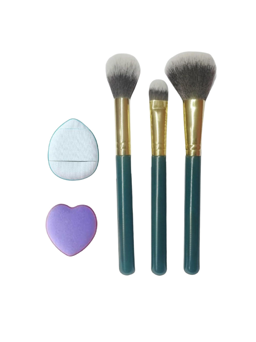 Facejewel Set Of 5 Makeup Brush, Heart Shaped Makeup & Finger Puff