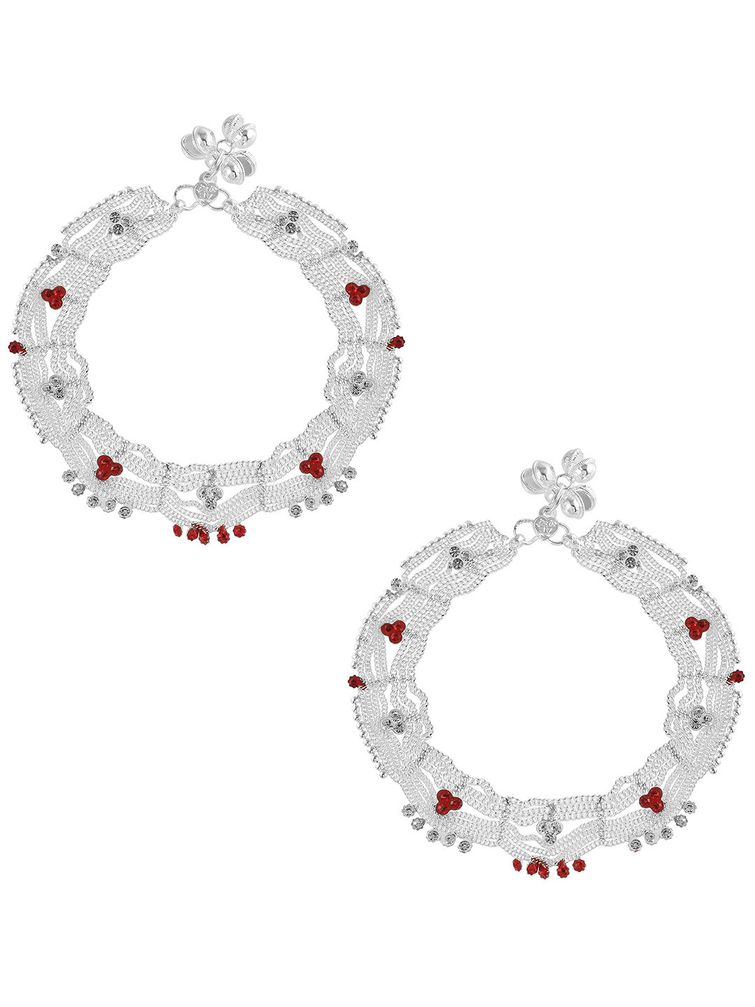 MEMOIR Silver-Plated Stone Studded Broad Heavy Anklet