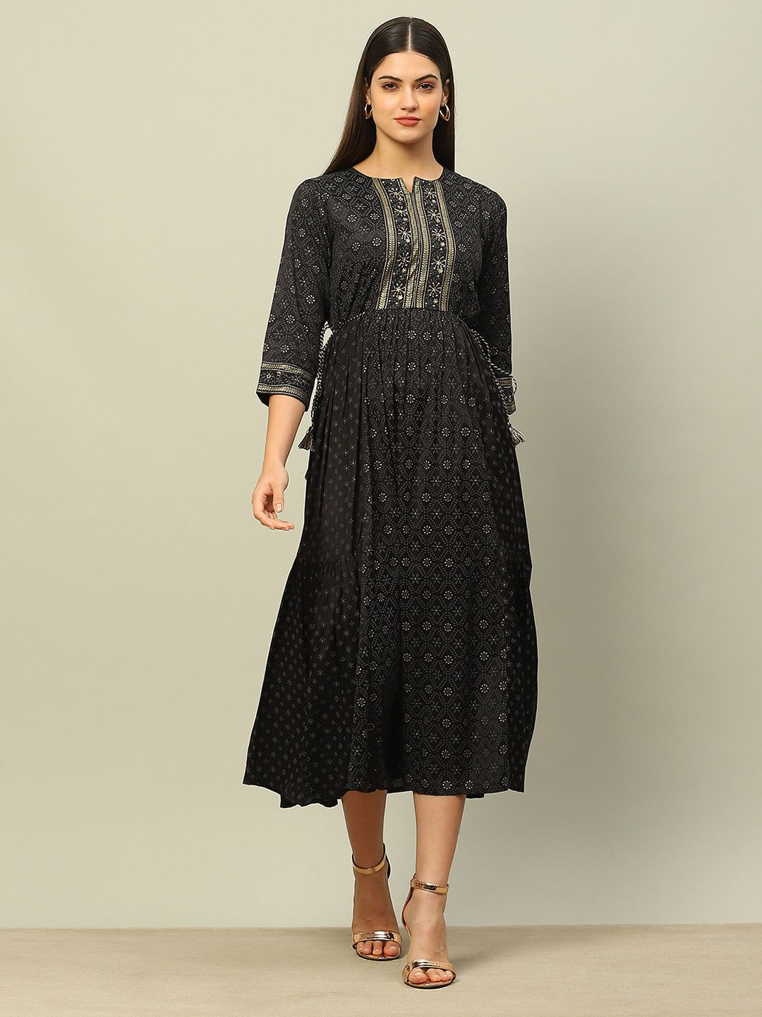 Rangriti Ethnic Motifs Print Fit and Flare Dress
