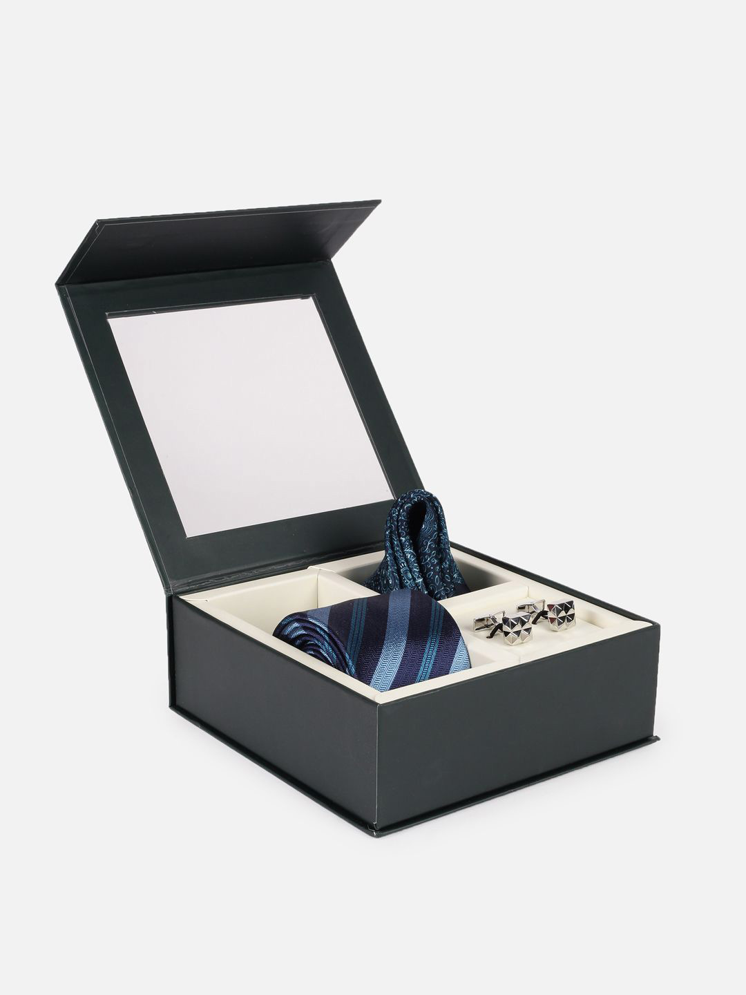 Peter England Men Set Of 3 Embroidered Tie Pocket Square & Cufflink Accessory Gift Set of