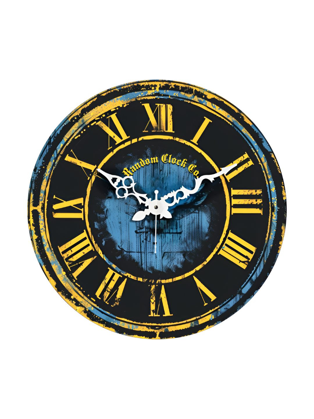 RANDOM Vinyl Printed Black Plastic Silent Clock Round Battery Analogue Wall Clock-37cm