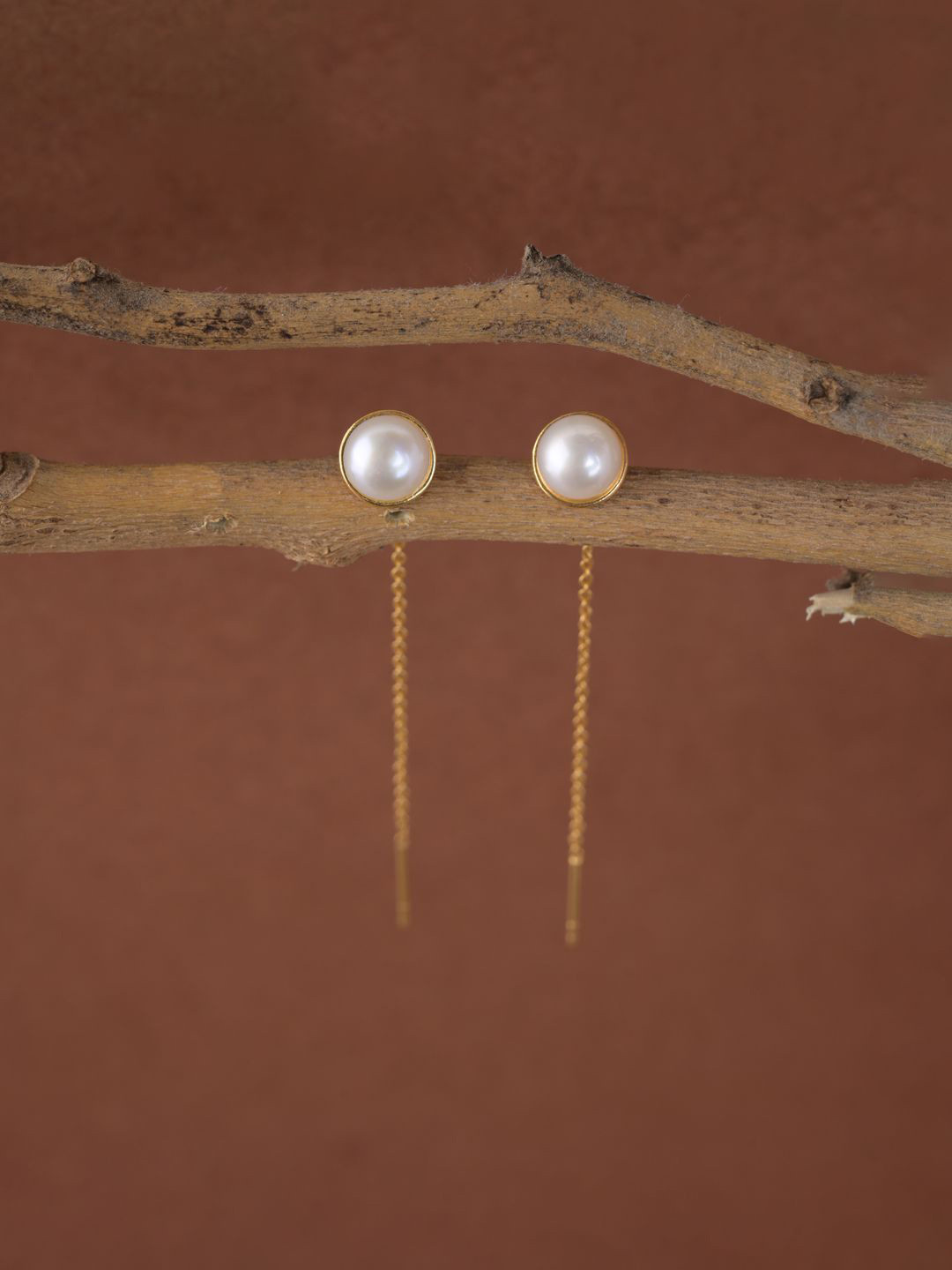 Clara 9.5 Sterling Silver Gold-Plated Pearl Beaded Drop Earrings