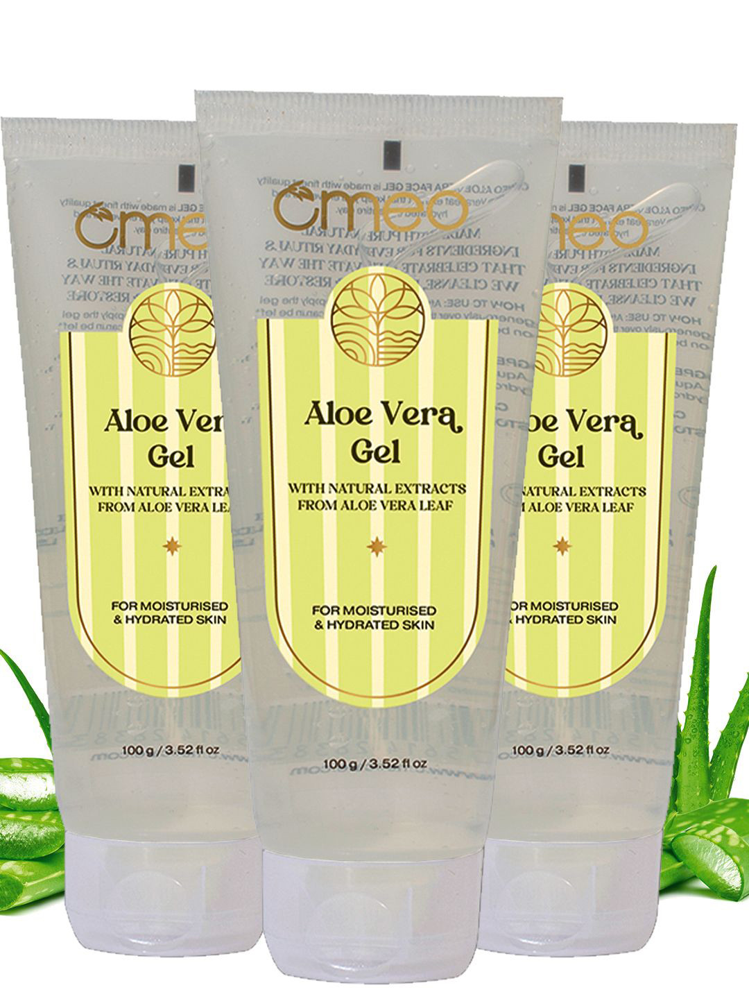 Omeo Set Of 3 Aloe Vera Gel For For Moisturised & Hydrated skin - 100 g Each