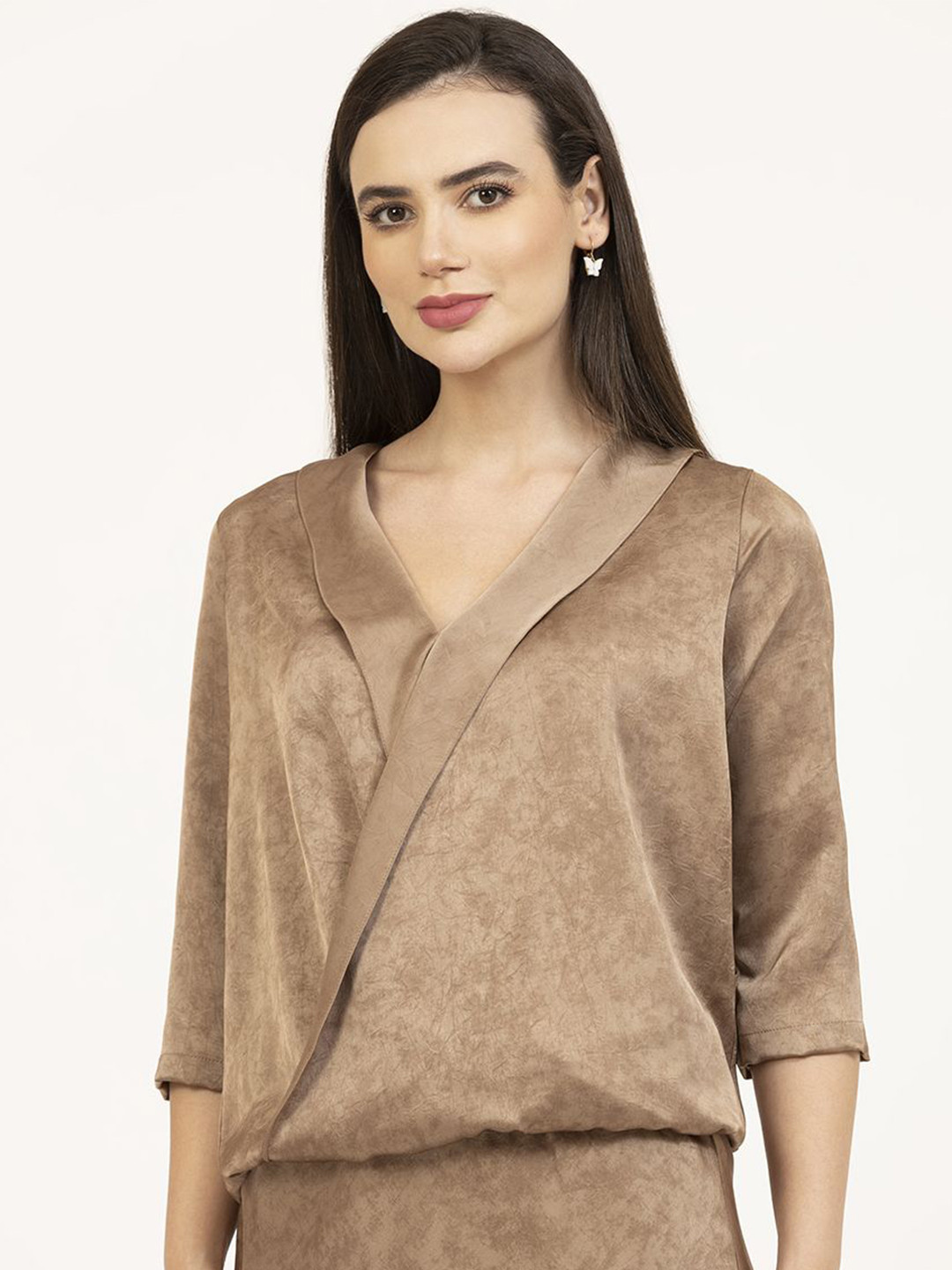 OFFICE & YOU Satin Wrap Top