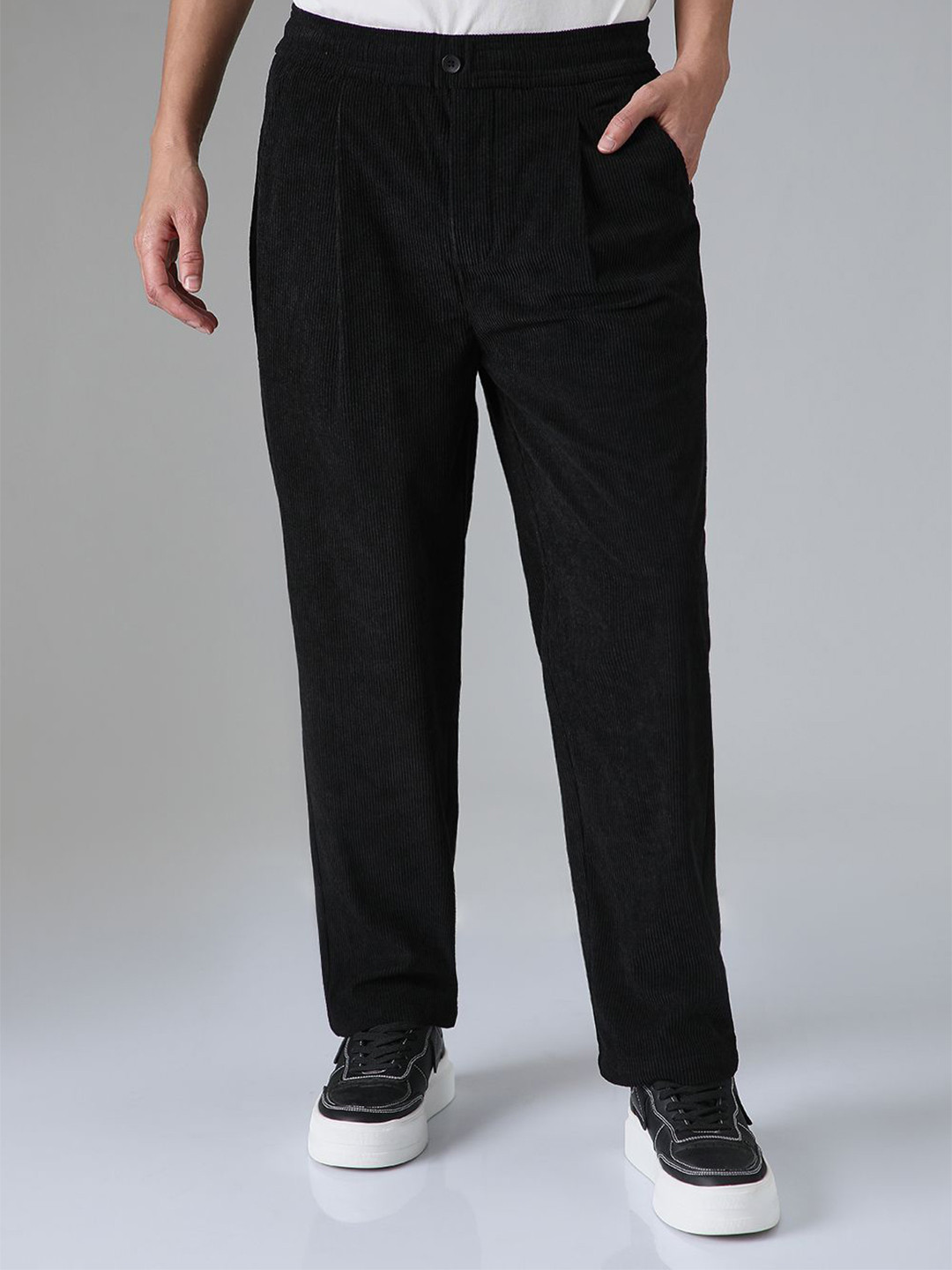 Banana Club Men Smart Corduroy Pleated Corduroy Trousers
