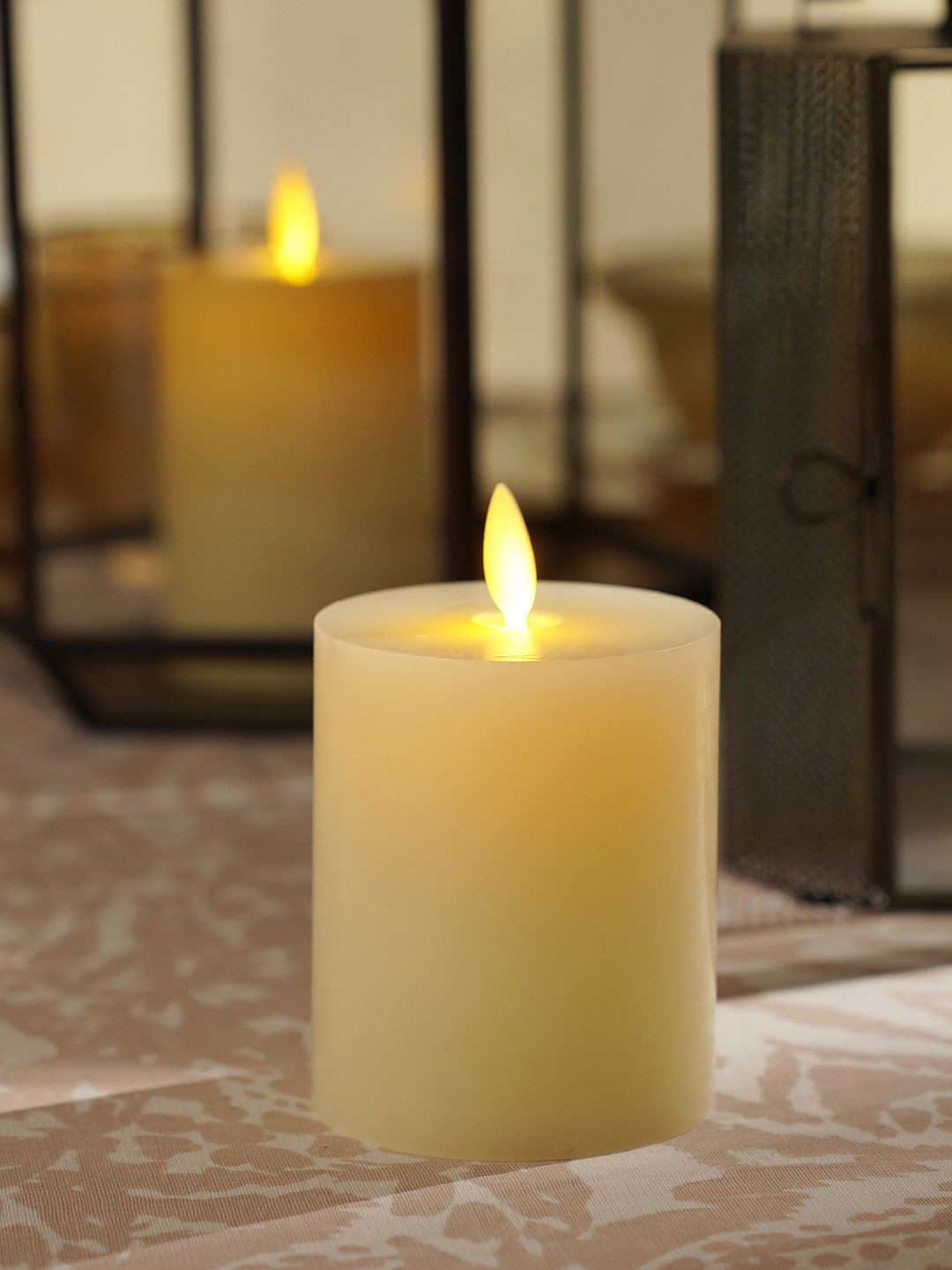 Pure Home and Living Grey LED Flickering Flameless Solid Tapered Regular Pillar Candles