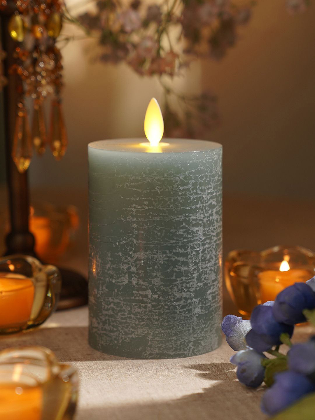 Pure Home and Living LED Flickering Flameless 1 Wick Solid Tapered Regular Pillar Candles