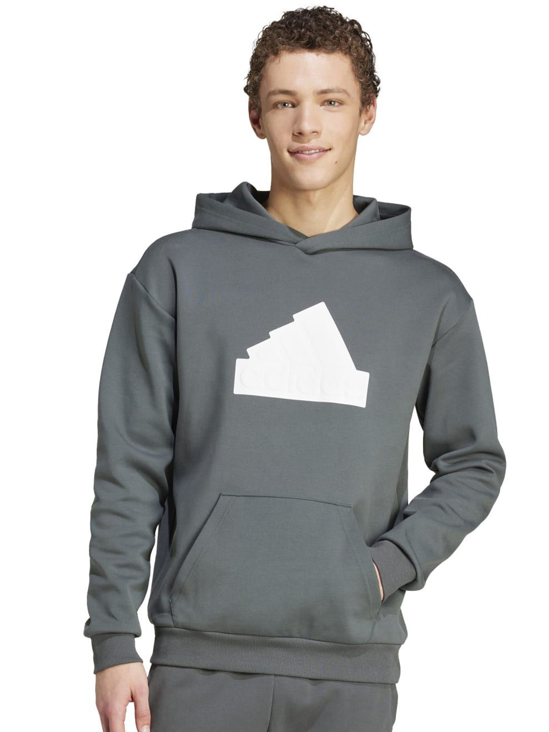 ADIDAS Men Brand Logo Printed Cotton Long Sleeve Hooded Sweatshirt