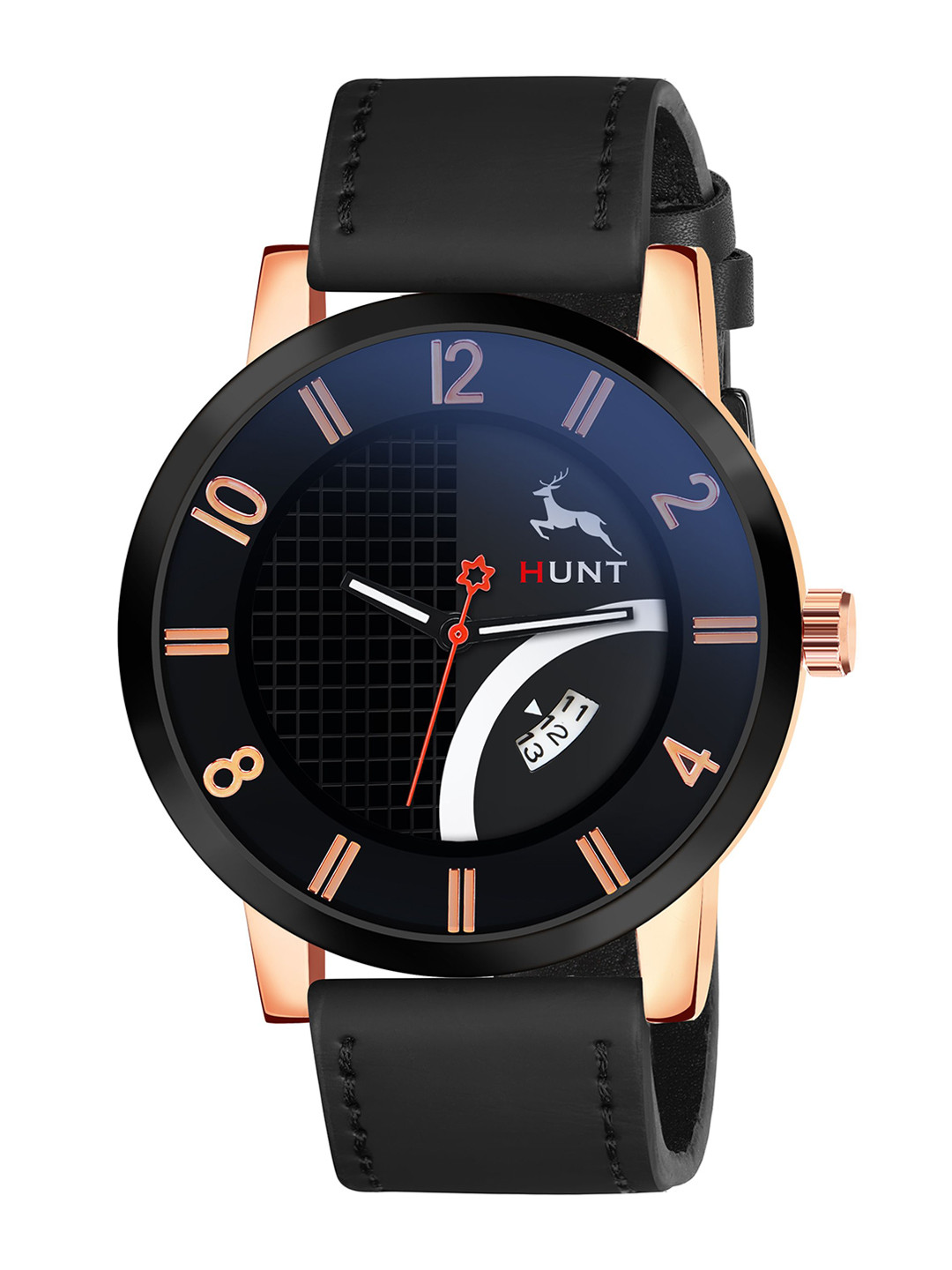 IIK COLLECTION Men Round Dial & Leather Straps Analogue Watch IIK-HUNT-5062M