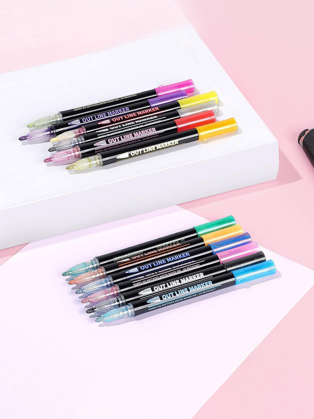 MUREN Marker 12 Colors Outline Metallic Glitter Pens