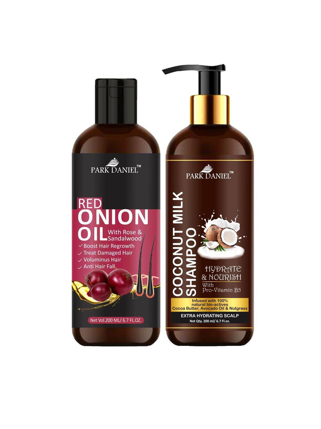 Park Daniel Set Of Red Onion Hair Oil & Natural Coconut Milk Shampoo - 200ml Each