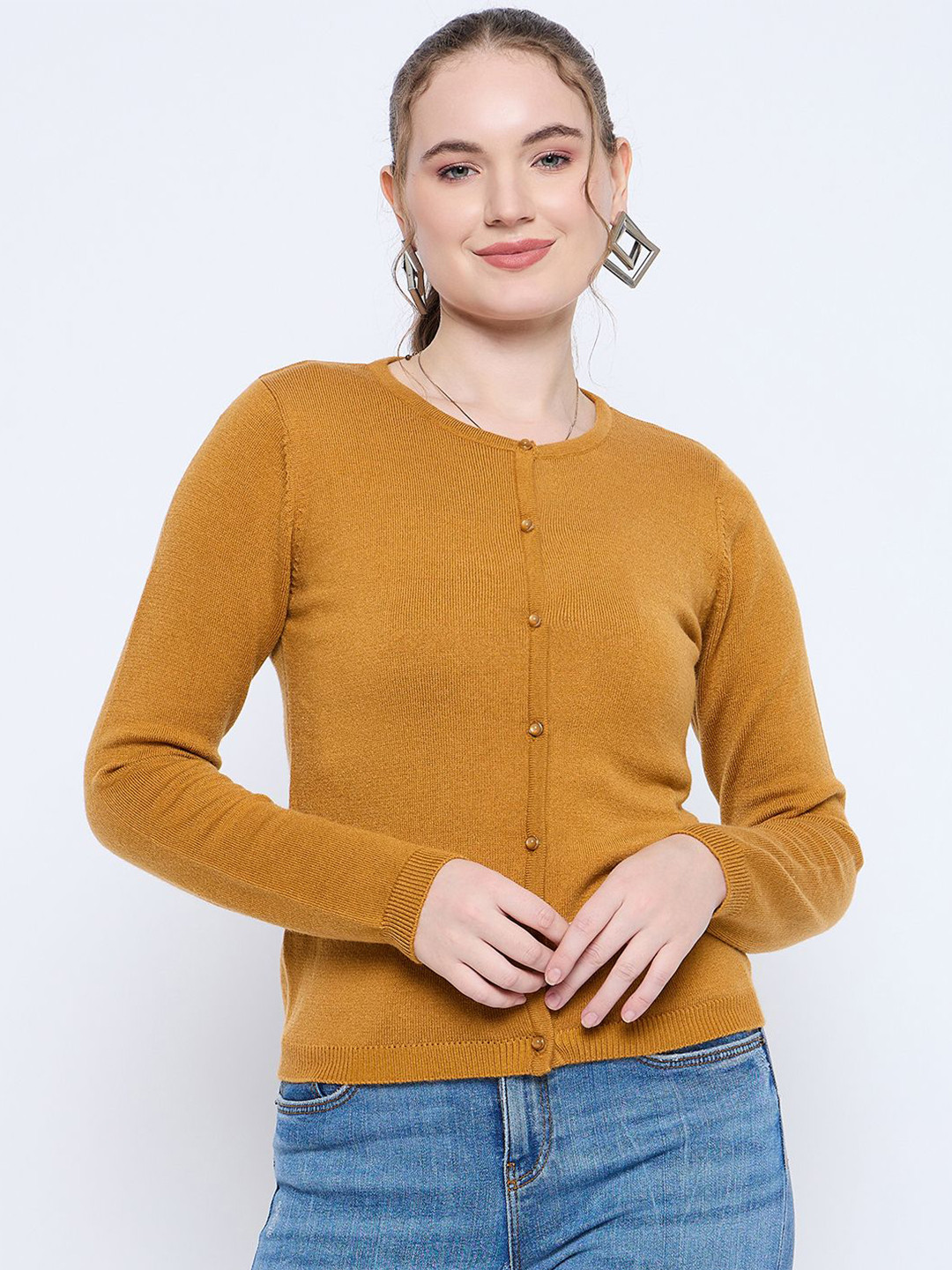 Madame Women Round Neck Cardigan Sweaters