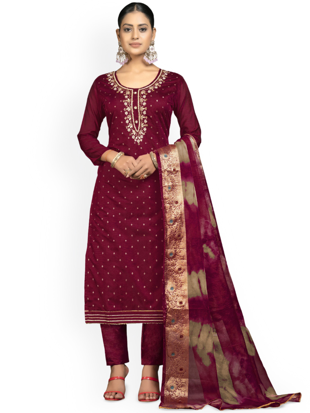 Maroosh Floral Embroided Unstitched Dress Material