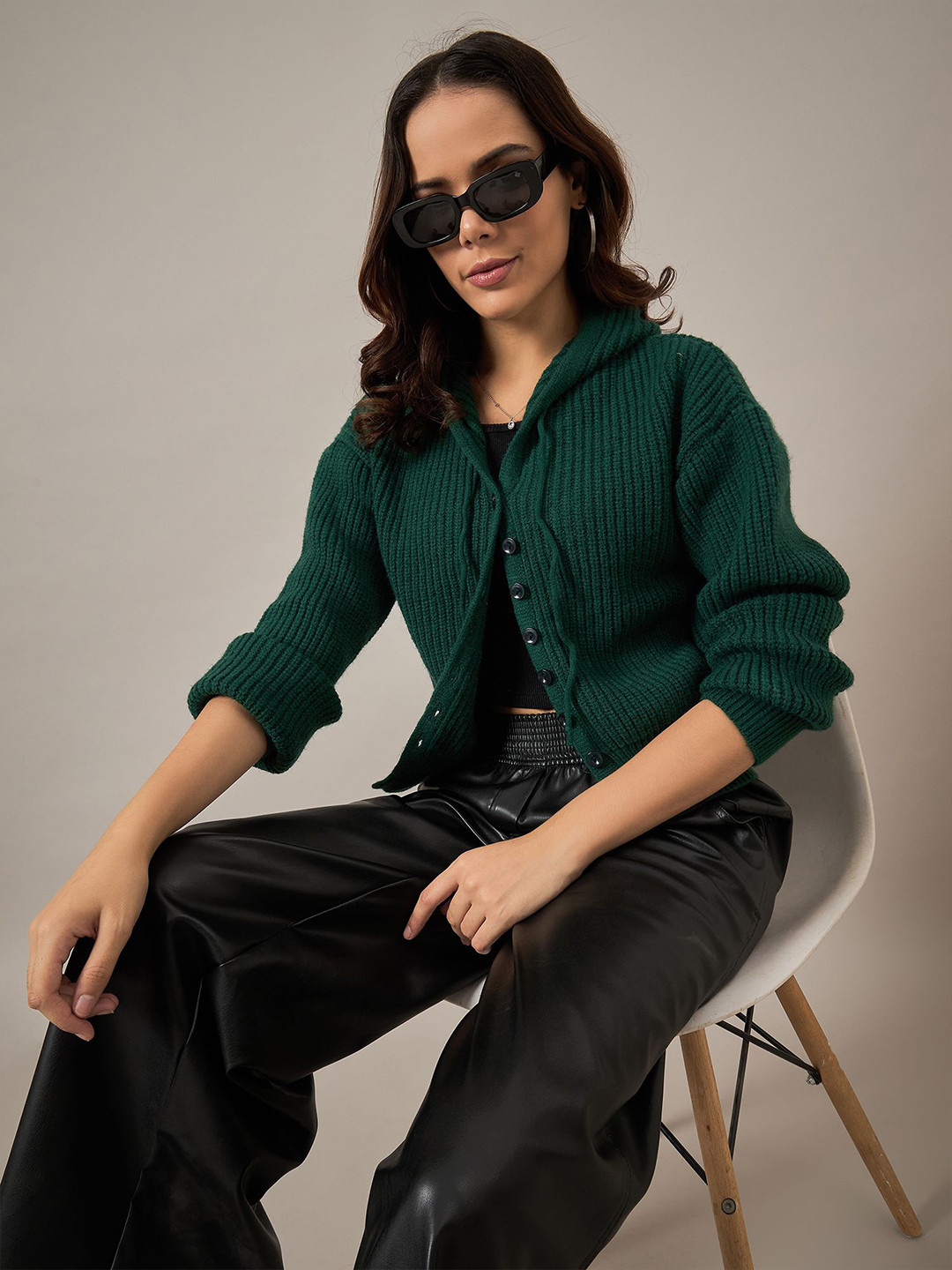 The Roadster Lifestyle Co Women Ribbed Hooded Cardigan