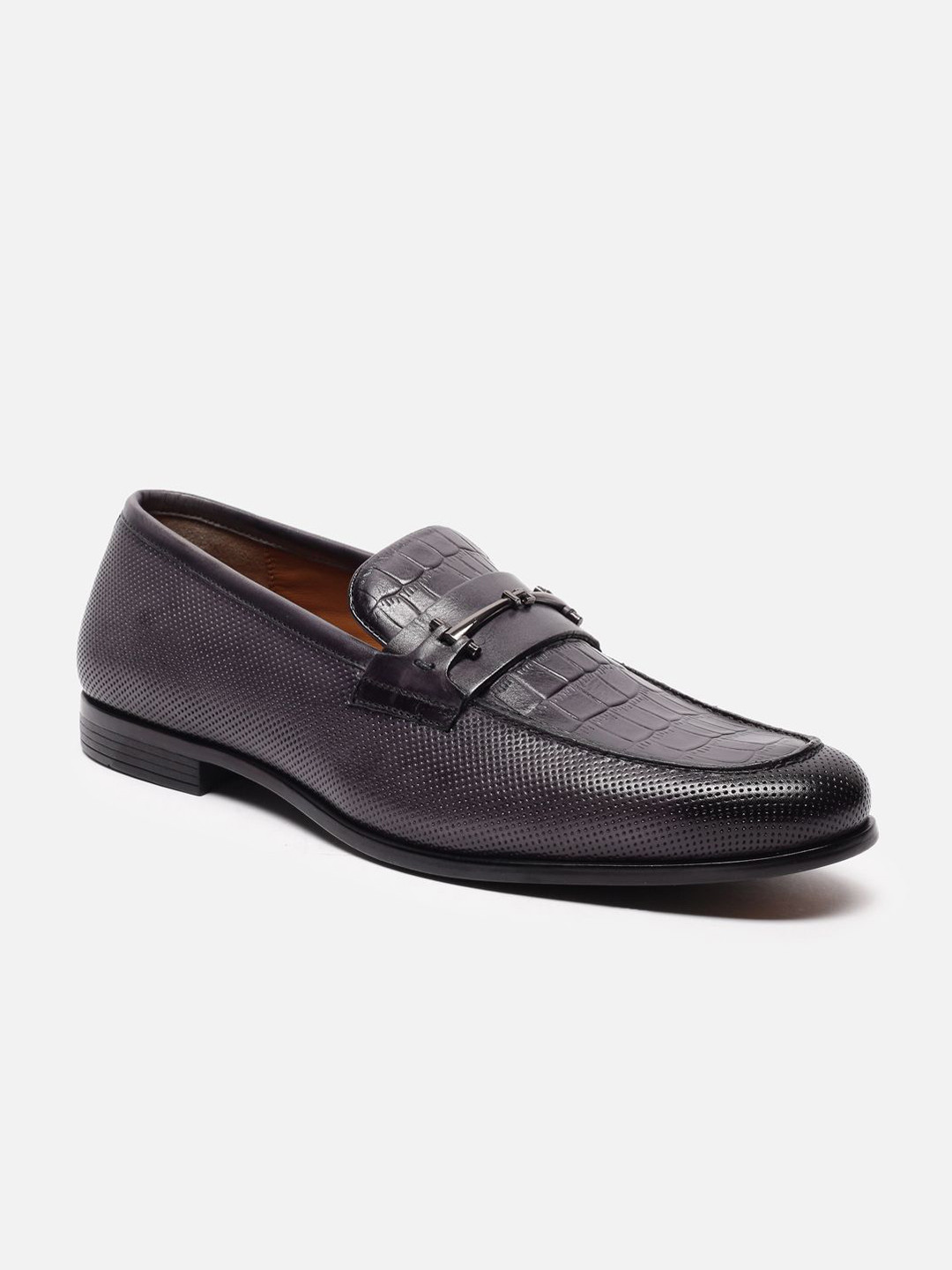 Louis Philippe Men Textured Slip Ons Loafers