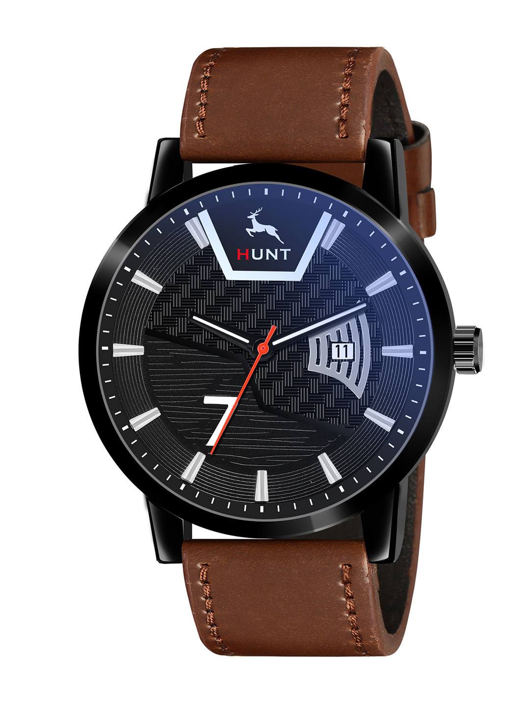 IIK COLLECTION Men Round Dial & Leather Straps Analogue Watch IIK-HUNT-5073M