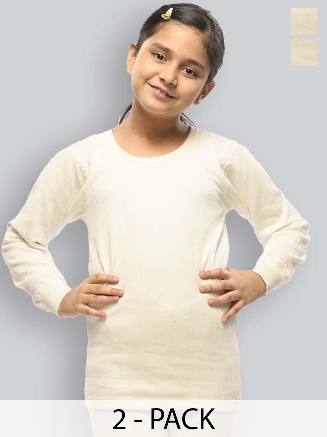 INFERNO Girls Pack Of 2 Ribbed Thermal Tops