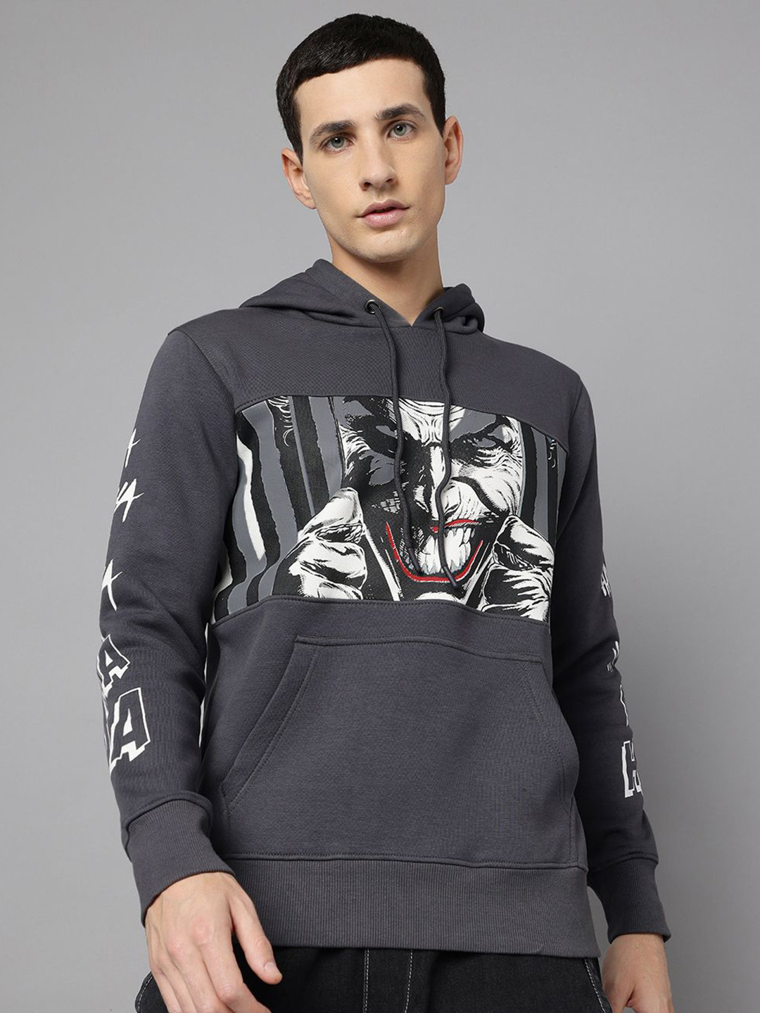 Free Authority Men Joker Printed Hooded Cotton Regular fit Sweatshirt