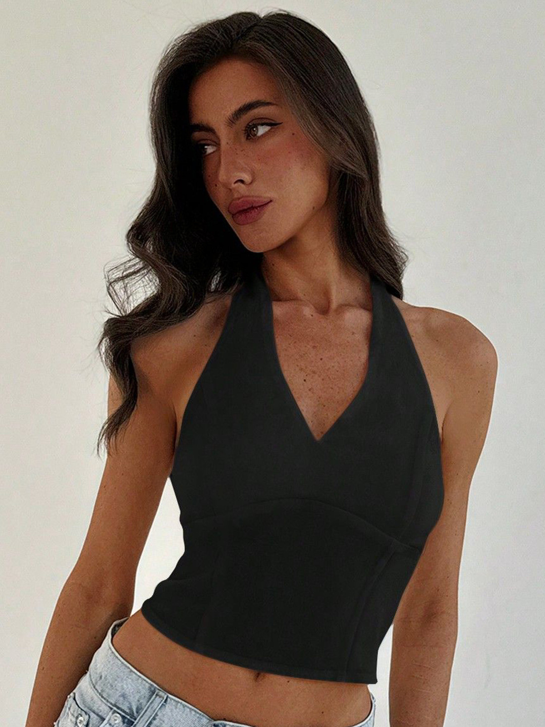 ZYNG Halter Neck Styled Back Top