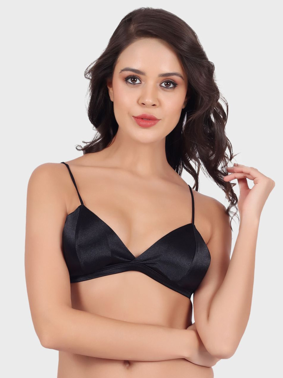 Luella Women Satin Wire Free Plunge Bra