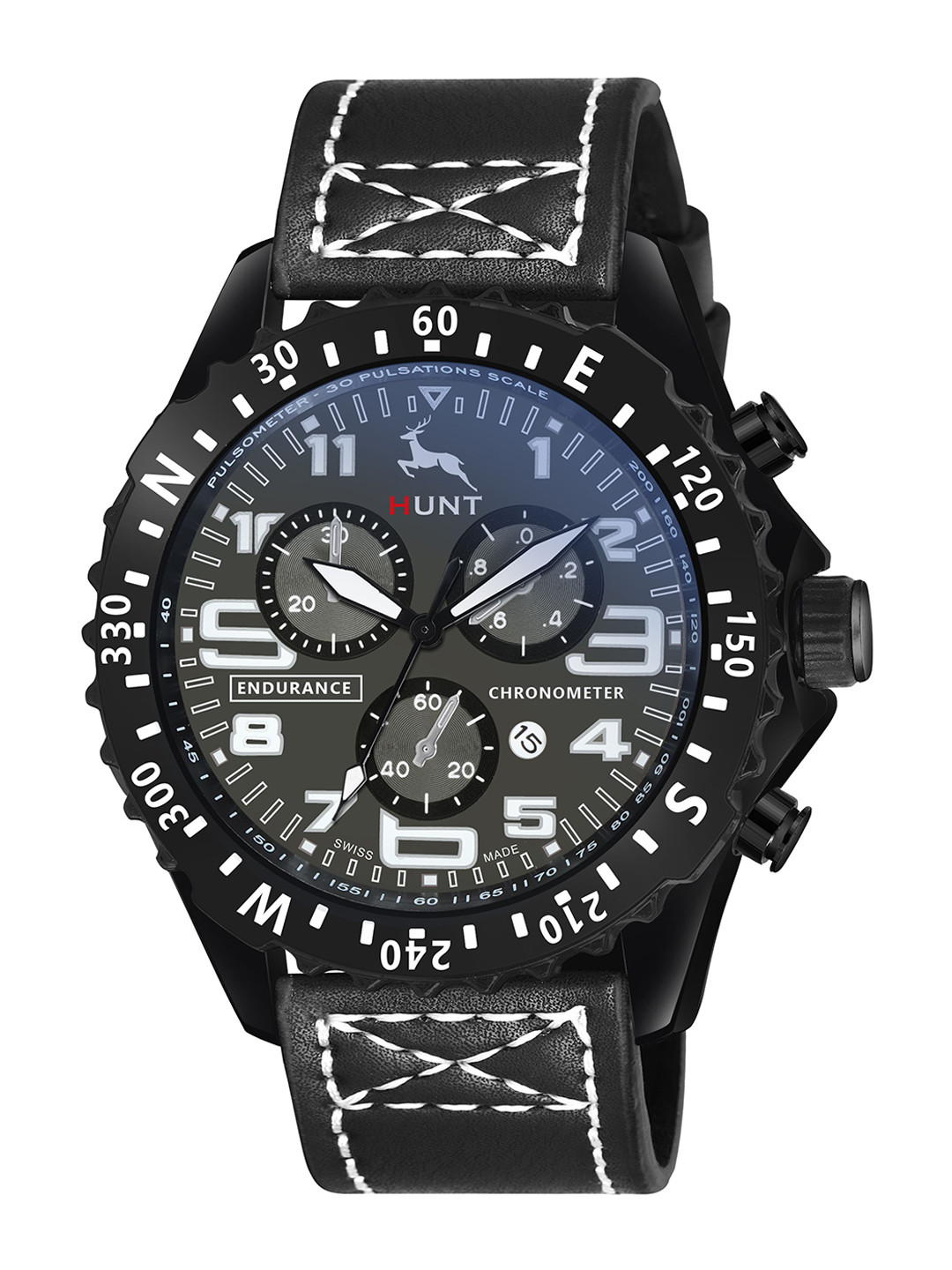 IIK COLLECTION Men Round Dial & Leather Straps Analogue Watch IIK-HUNT-5085M