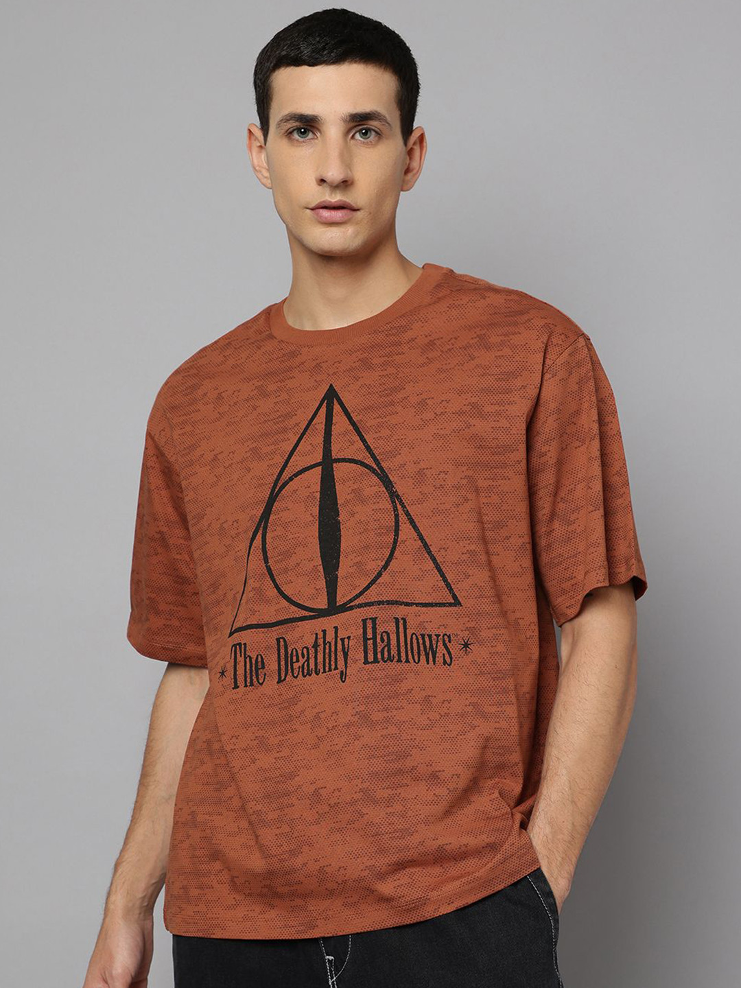 Free Authority Men Graphic Printed Round Neck Cotton Oversized Harry Potter T-shirt