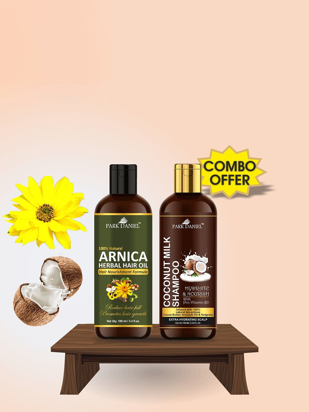 Park Daniel Set Of 2 Arnica Herbal Hair Oil & Coconut Milk Shampoo - 100 ml Each