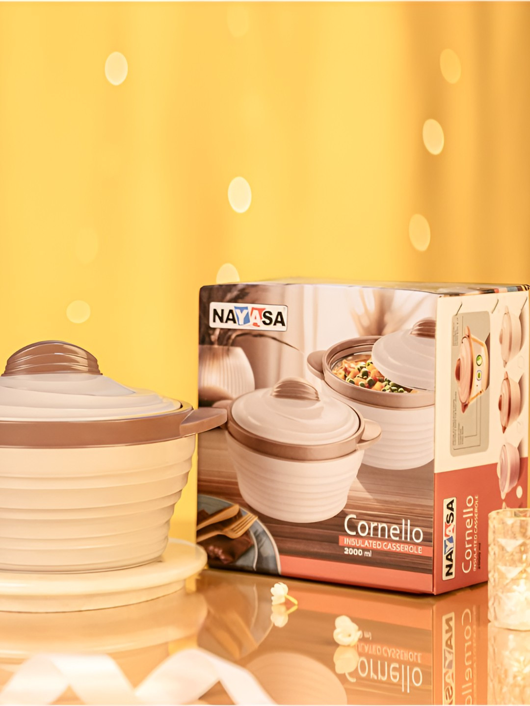Nayasa Cornello Brown Insulated Inner Stainless Steel Casserole 1500ML