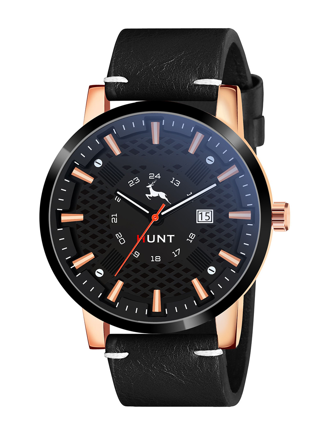 IIK COLLECTION Men Round Dial & Leather Straps Analogue Watch IIK-HUNT-5080M