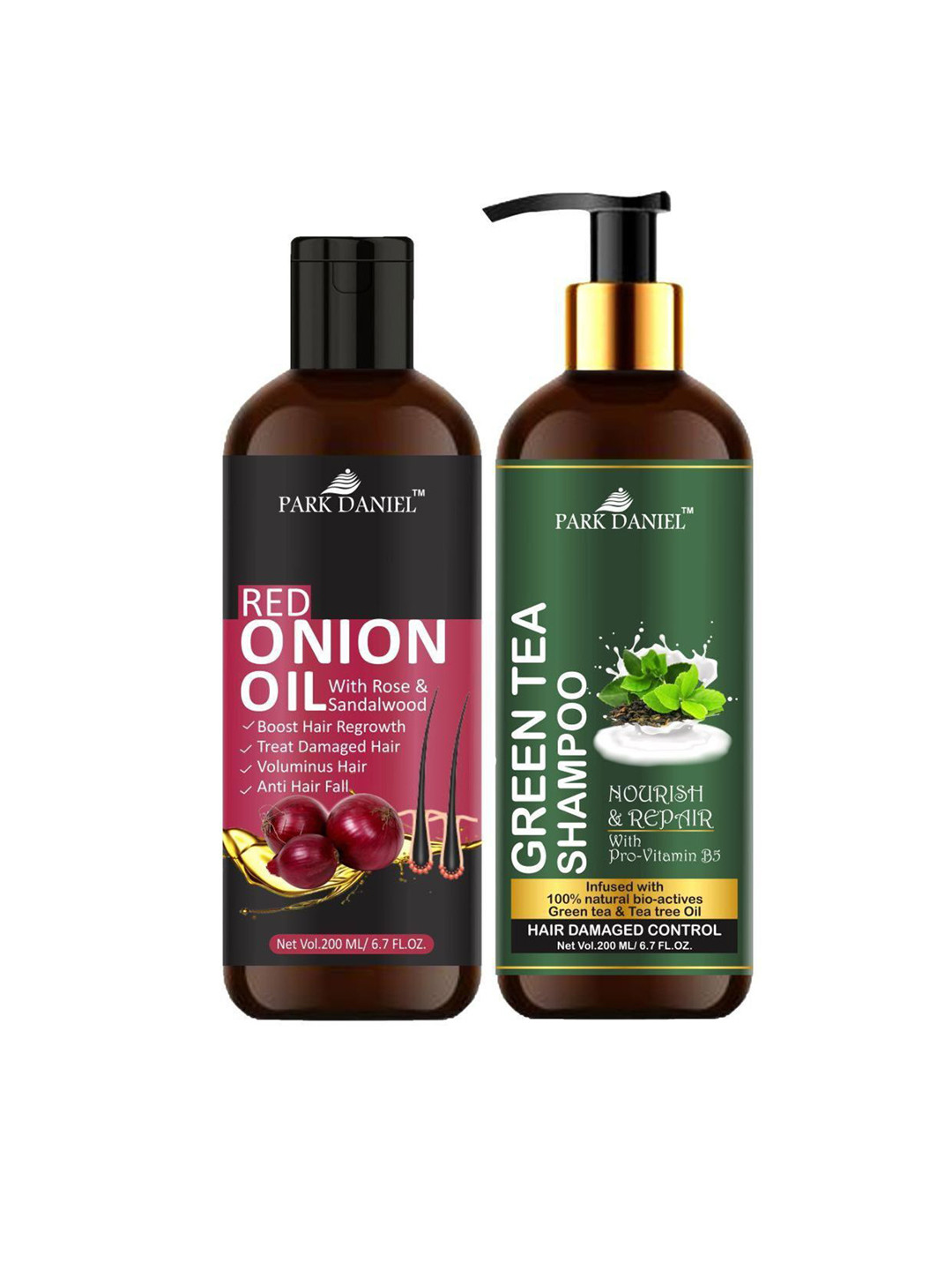 Park Daniel Red Onion Hair Oil With Green Tea Shampoo - 200 ml Each