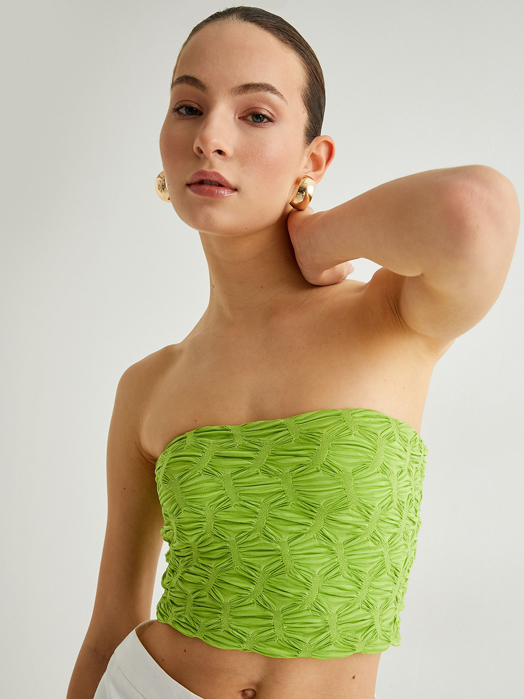 Koton Women Self Design Strapless Top