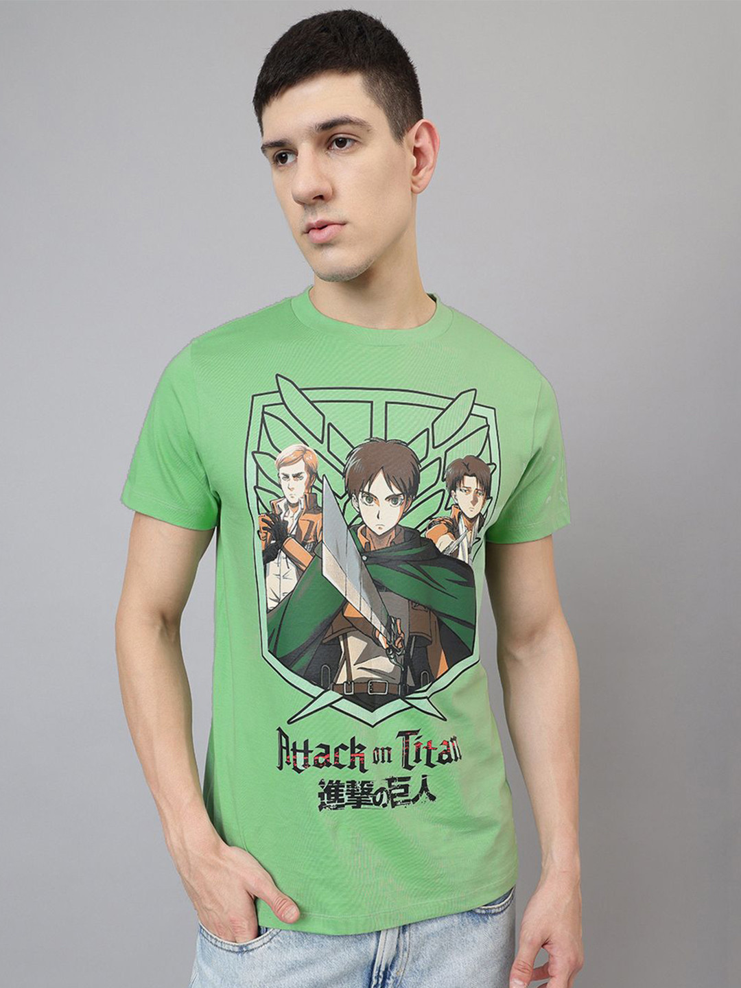 Free Authority Attack On Titans Graphic Anime Printed Round Neck Cotton T-Shirt
