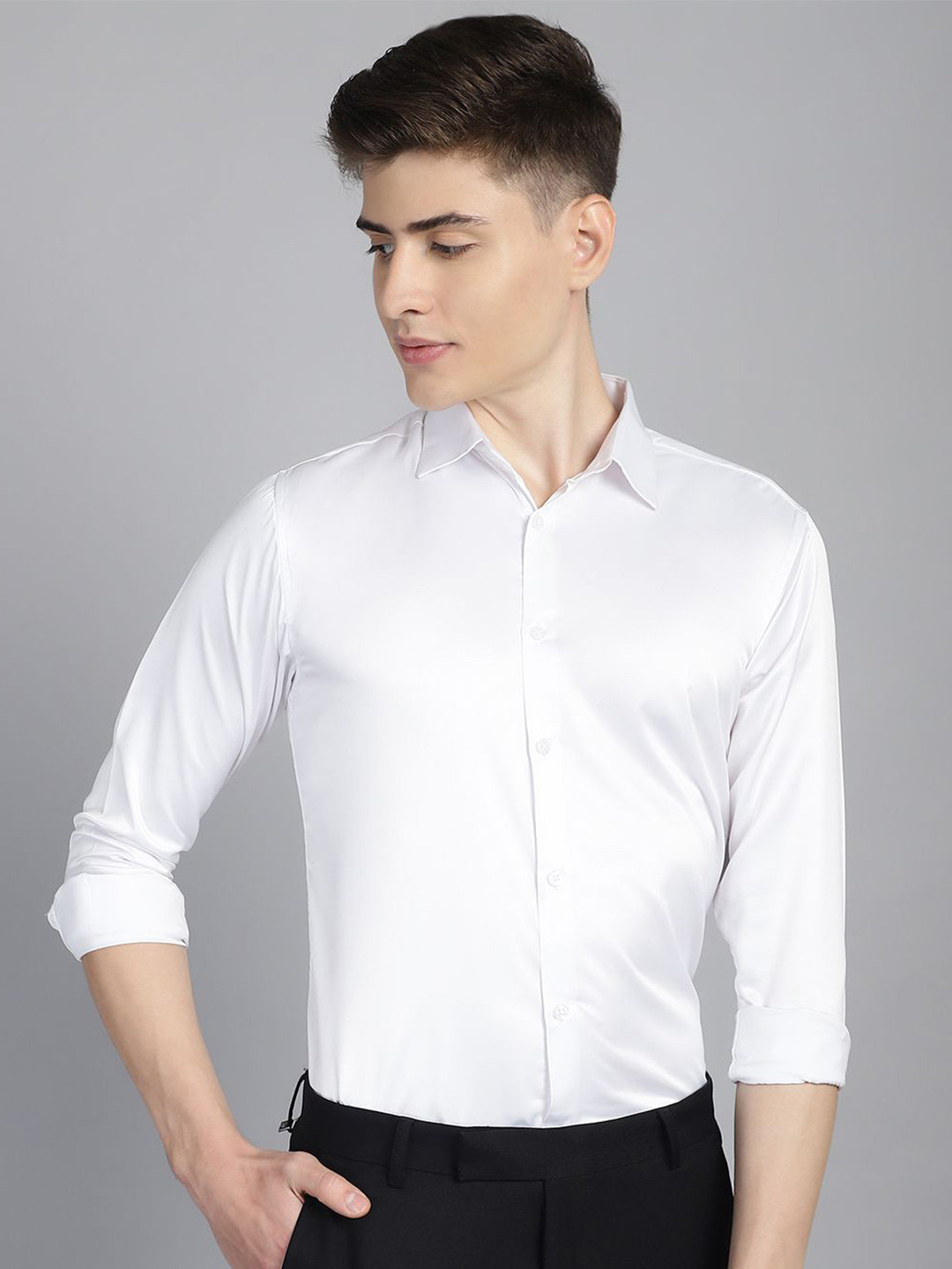 Majestic Man Men Club Cutaway Collar Solid Slim Fit Formal Shirt