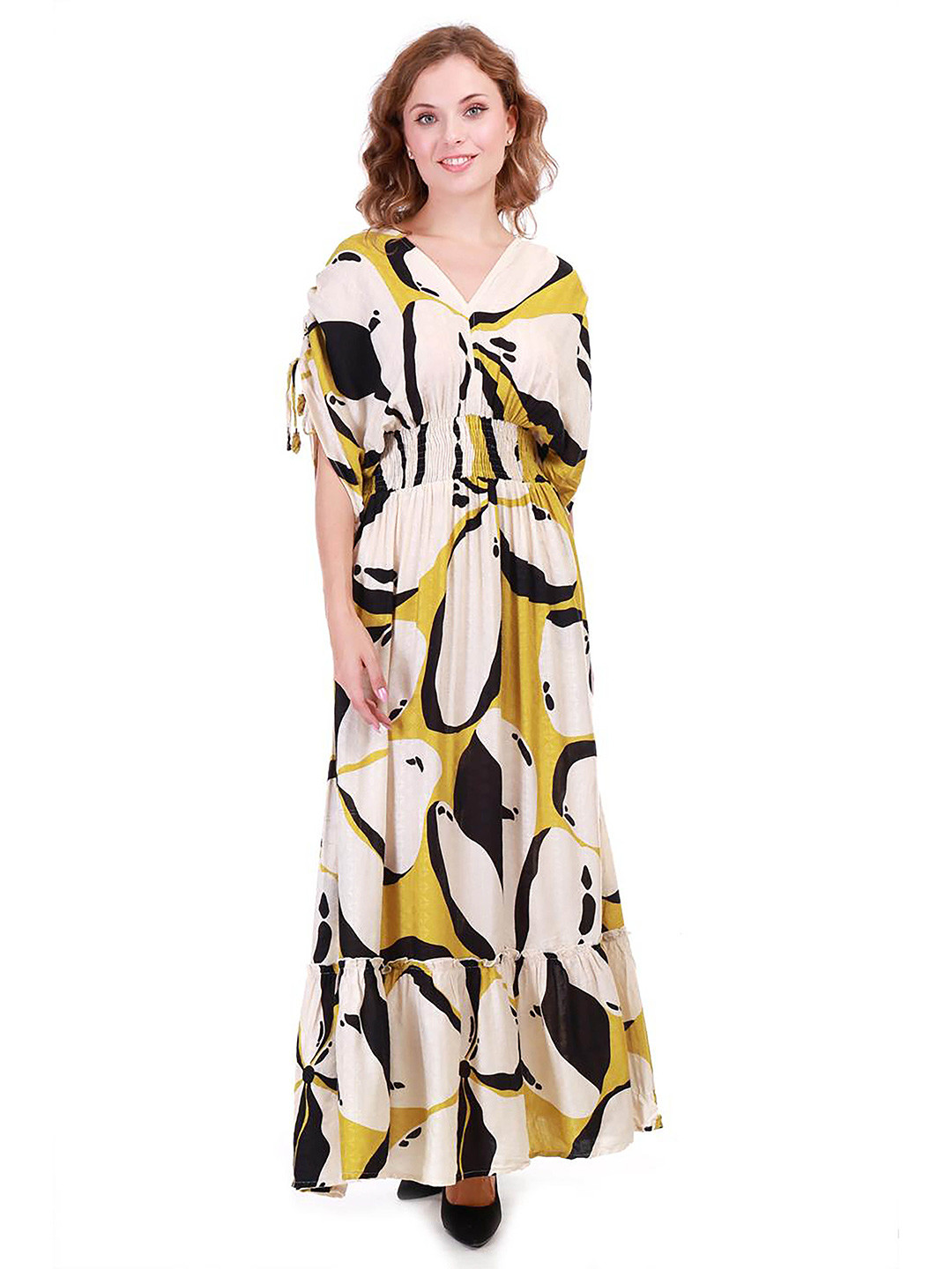 KWEEN  Printed Print  Round Neck  Sleeve  Styled  Blend Casual  Regular Dress