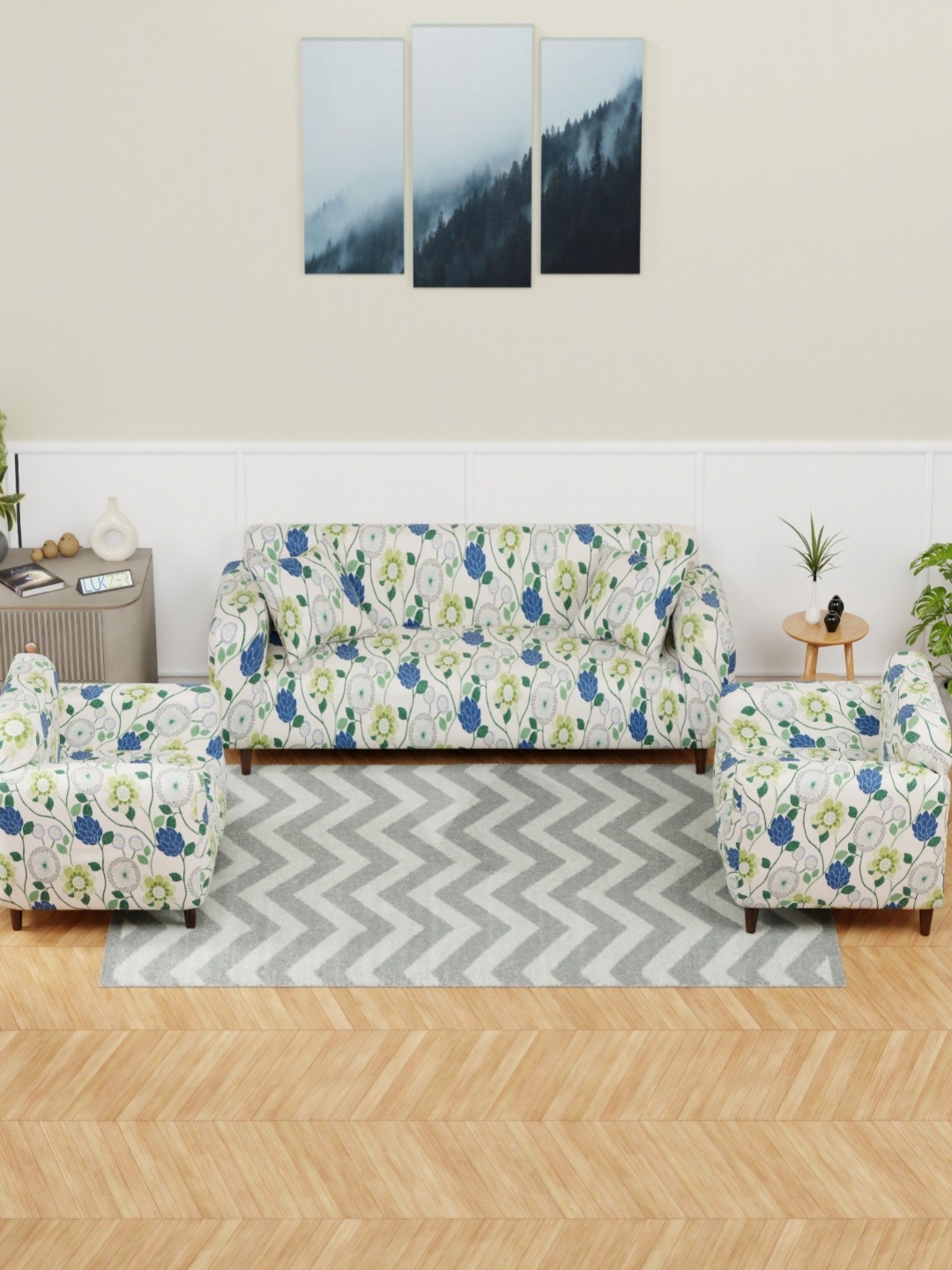 Lukzer Multi Flower Design 5 Seater Sofa Cover