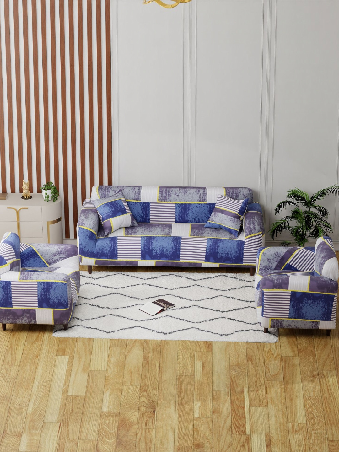 Lukzer Multi Patch Design 5 Seater Sofa Cover