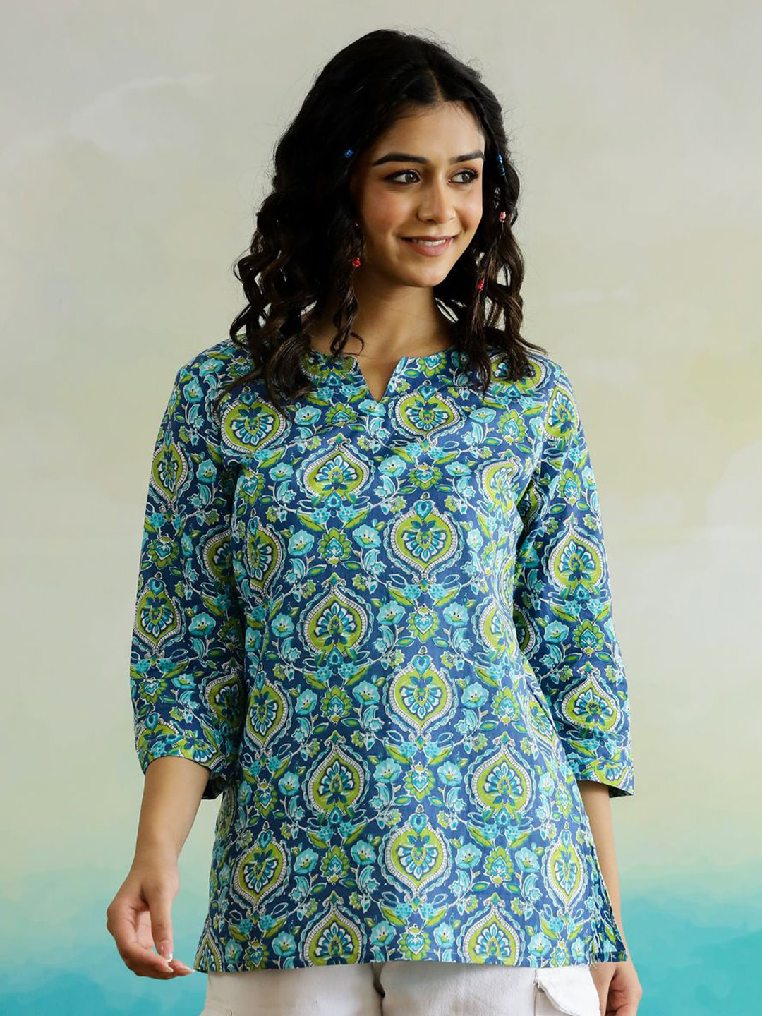 SANSKRUTIHOMES Women Floral Print Cotton Kurti