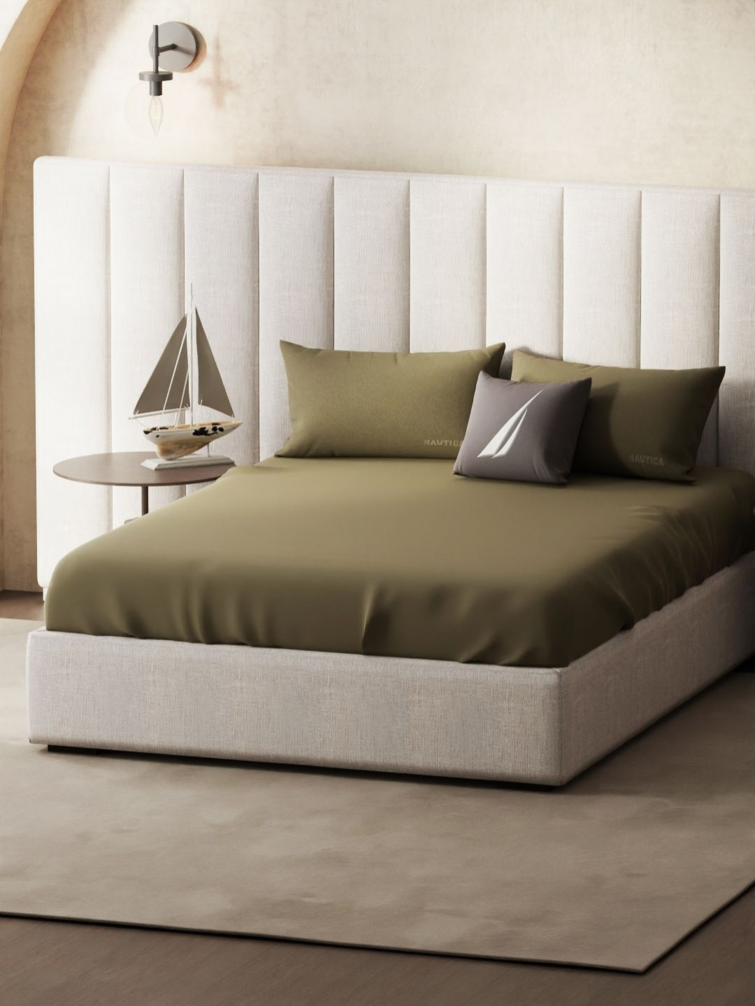 Nautica echo-300 Brown Pure Cotton 300 TC King Bedsheet Set 2.74 m X 2.74 m