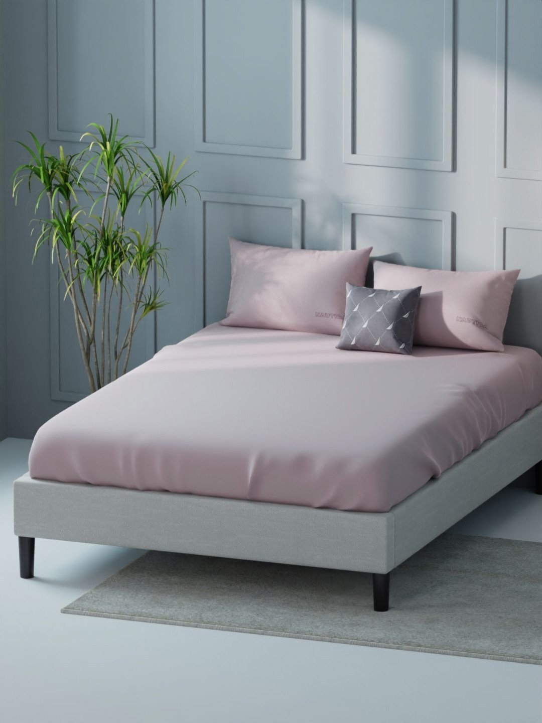 Nautica compass-400 Rose Pure Cotton 400 TC King Bedsheet Set 2.74 m X 2.74 m