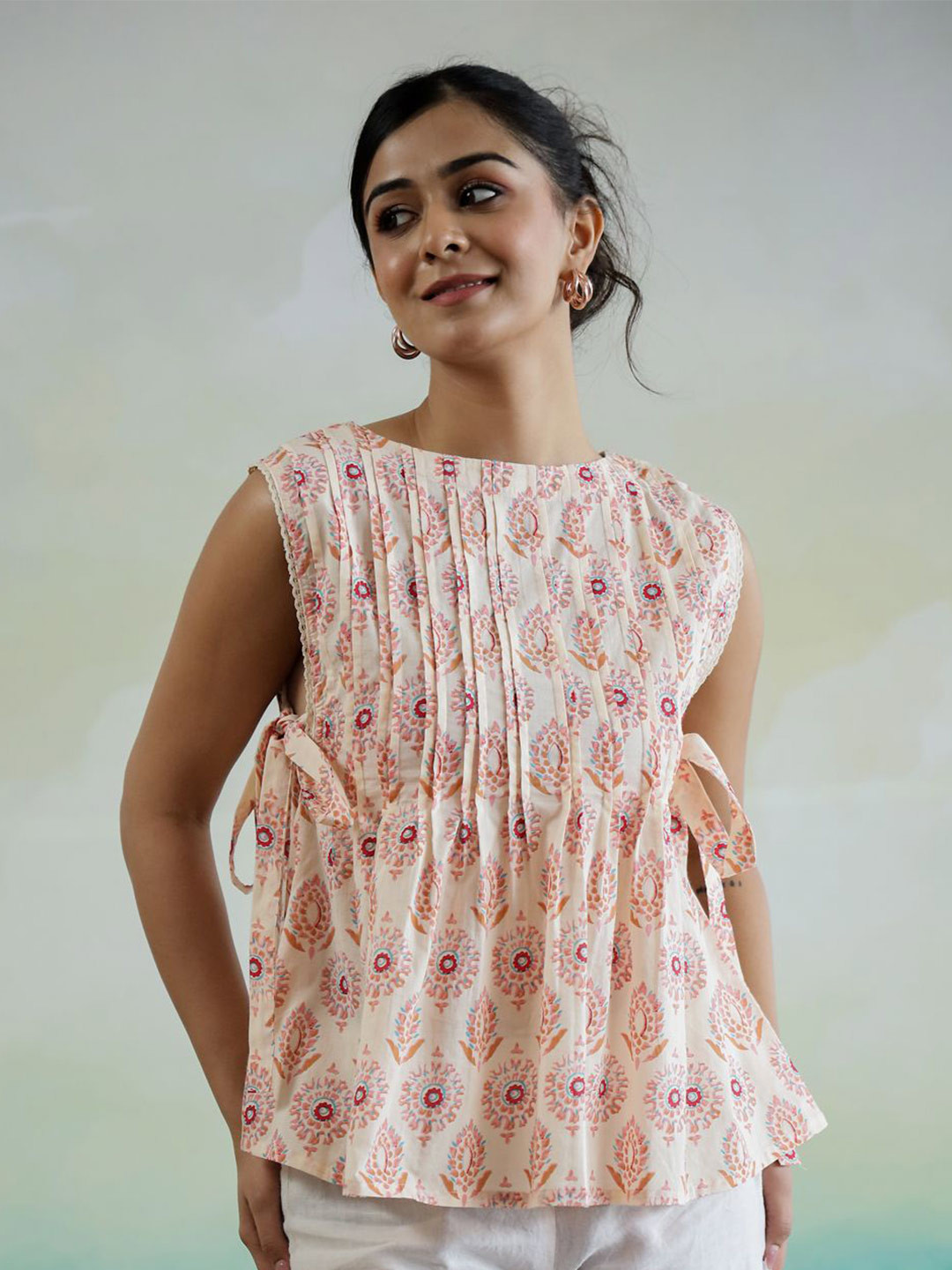 SANSKRUTIHOMES Floral Print Cotton Top