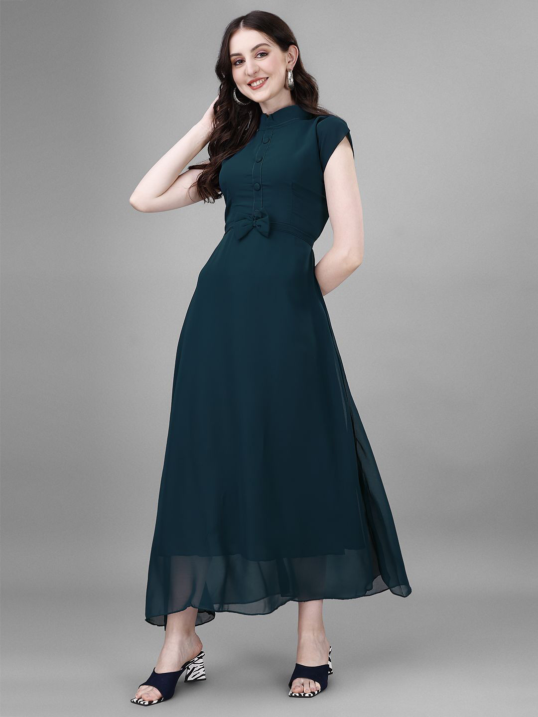 Raiyani Enterprise Applique Georgette Fit & Flare Maxi Dress
