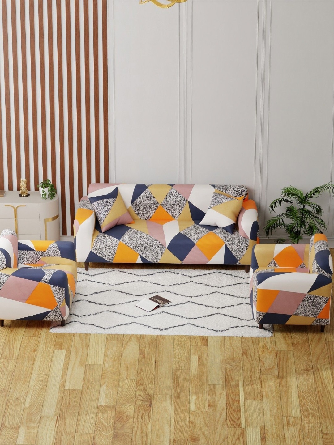 Lukzer Old Multicolor Design 5 Seater Sofa Cover