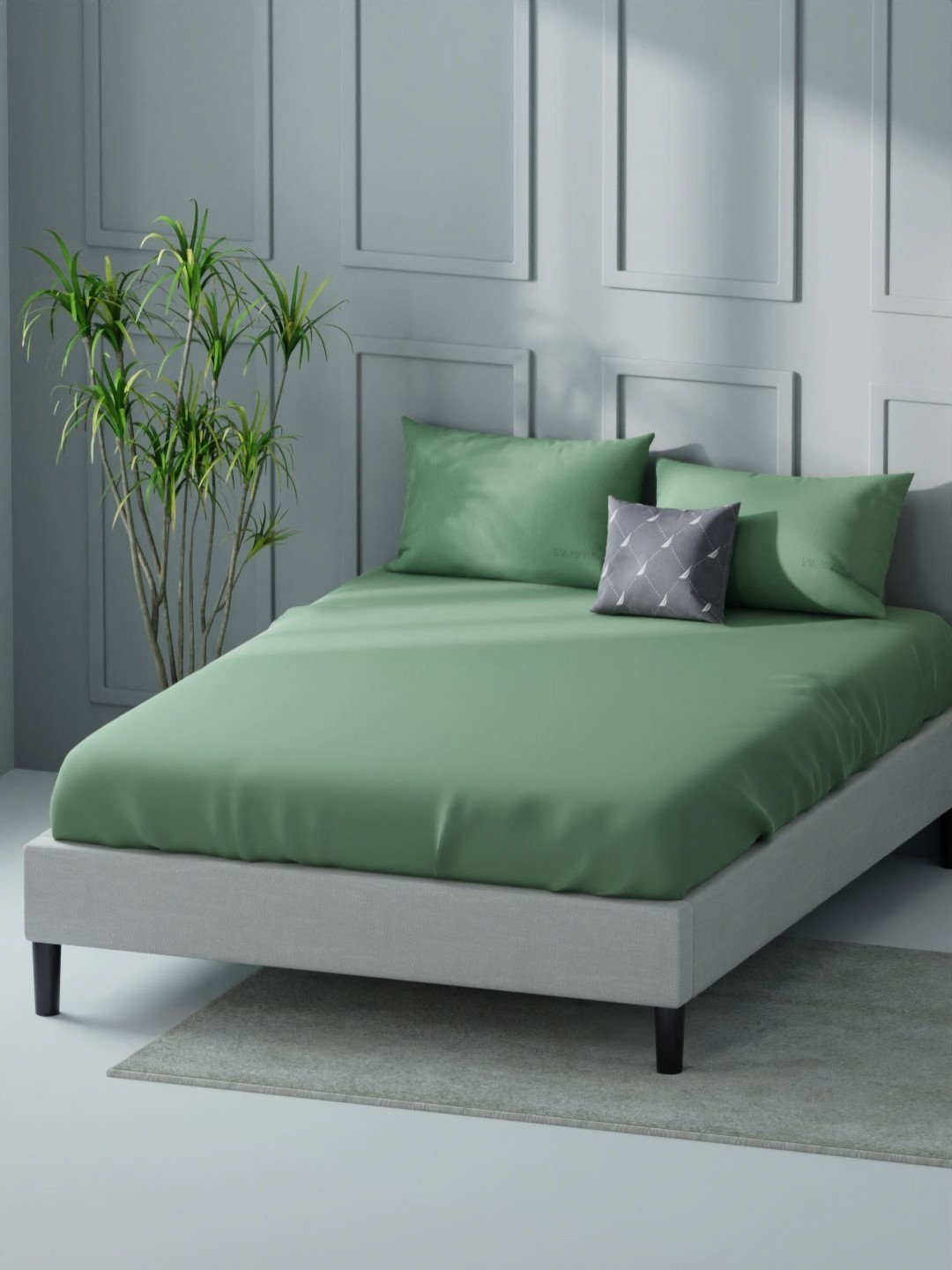 NauticaGreen 400 TC Pure Cotton King Bedsheet Set-2.74 m X 2.74 m