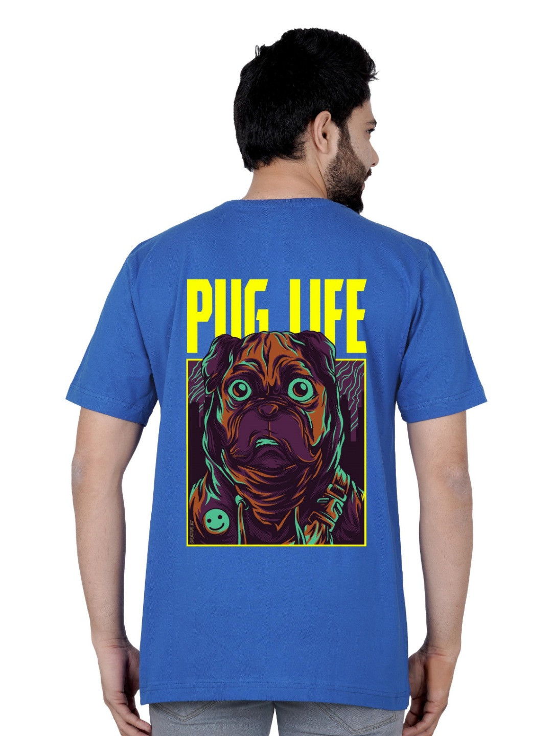 LA MILANO Men Pure Cotton Animal Graphic Printed Round Neck Slim Fit T-shirt